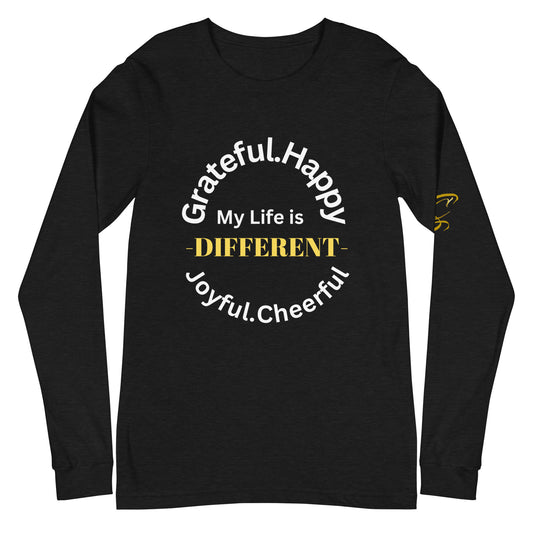 My Life is Different with Yellow Lettering Long Sleeve Unisex Shirt - ADULT